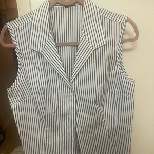 Jones New York Blue and White Striped Shirt